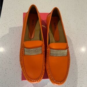 Vaneli Orange Loafers with Gold Detail